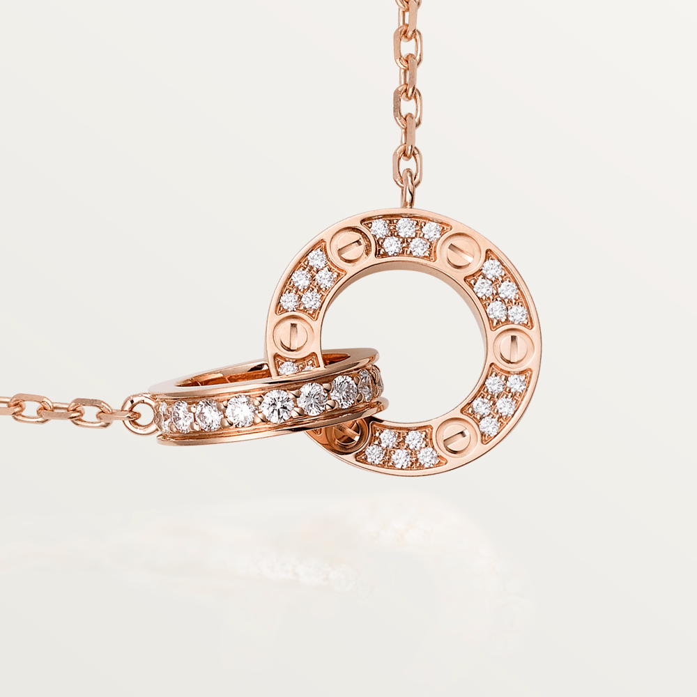 [RAFFINE] COLLAR LOVE DE 7,6 MM EN ORO ROSA Y PLATA CON DIAMANTES