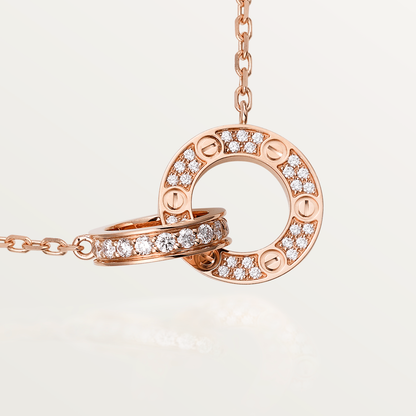 [RAFFINE] COLLAR LOVE DE 7,6 MM EN ORO ROSA Y PLATA CON DIAMANTES