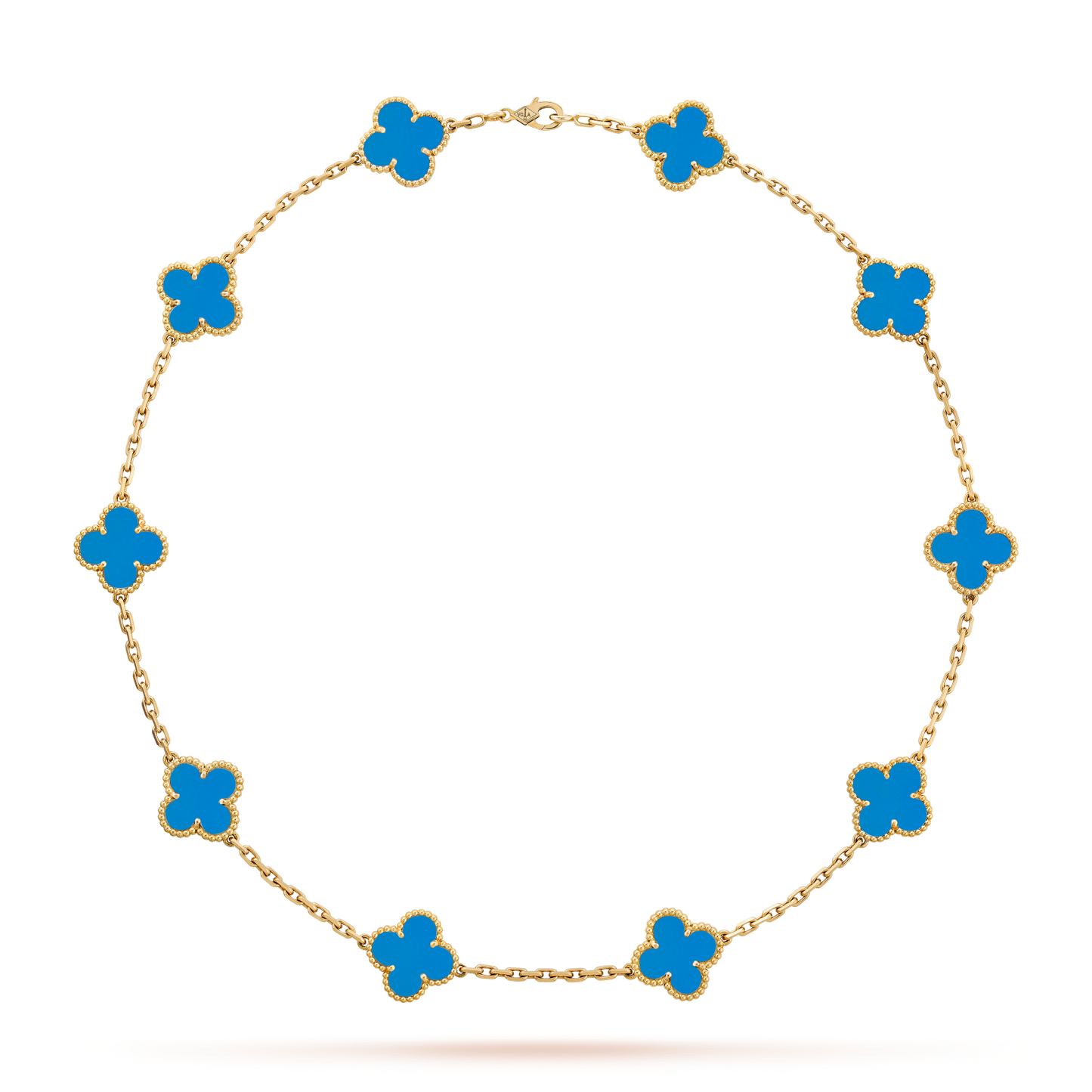 [RAFFINE]CLOVER 10 MOTIFS BLUE AGATE NECKLACE
