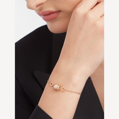 [RAFFINE]ZERO 1 SOFT PINK GOLD WITH PAVED DIAMONDS ON THE SPIRAL BRACELET