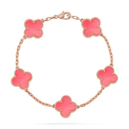 [RAFFINE] CLOVER 5 MOTIFS  PINK MOP BRACELET COLLECTION