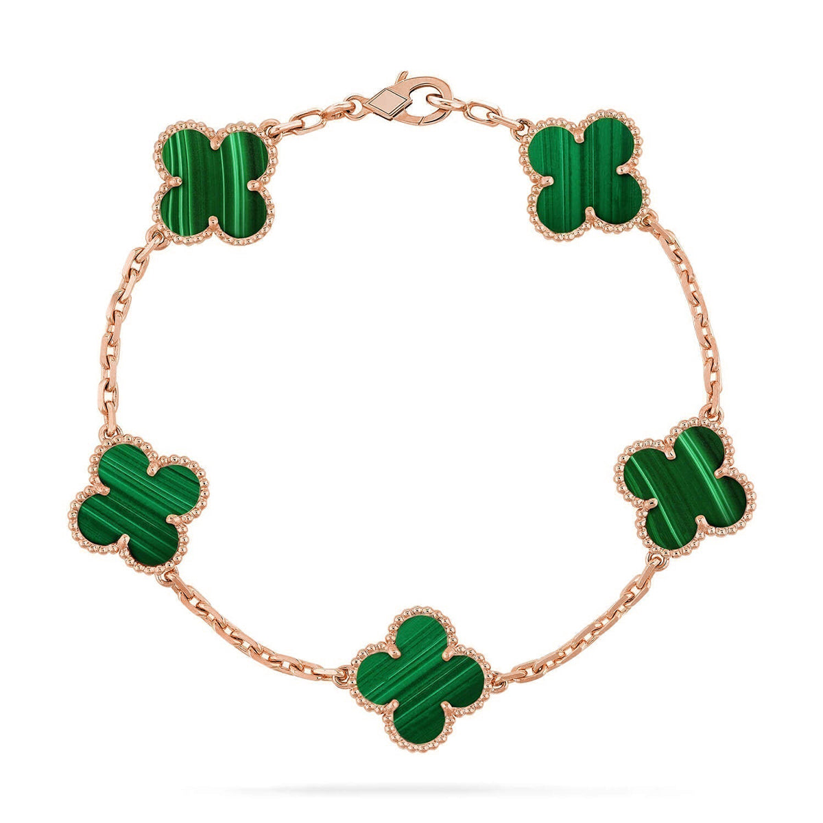 [RAFFINE] CLOVER 5 MOTIF MALACHITE BRACELET COLLECTION
