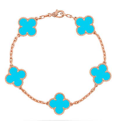 [RAFFINE] CLOVER 5 MOTIF TURQUOISE BRACELET COLLECTION