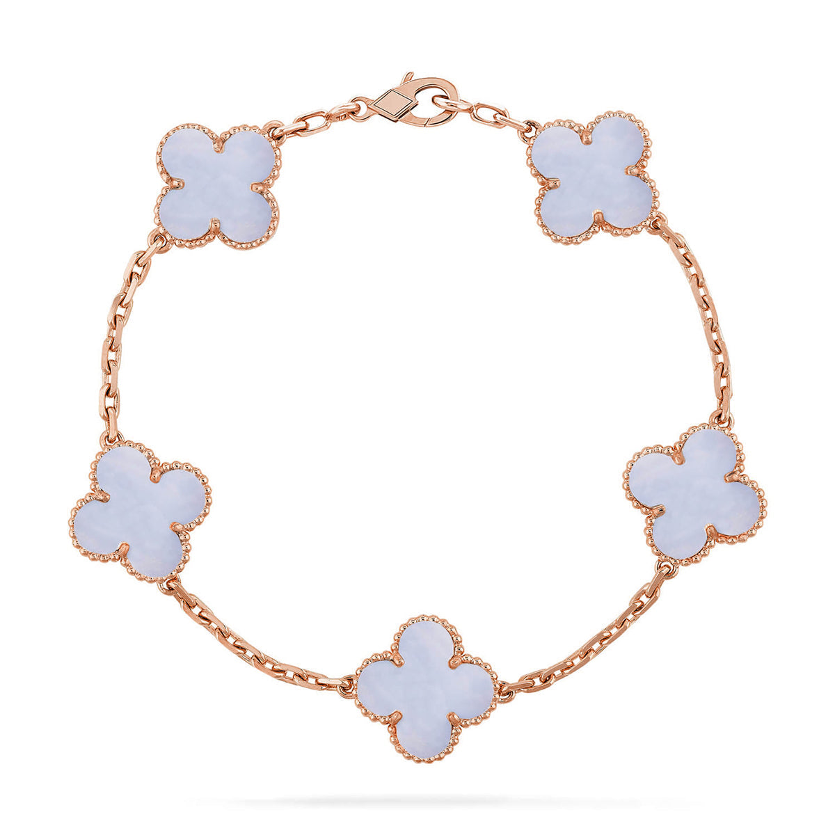 [RAFFINE] CLOVER 5 MOTIF PURPLE CHALCEDONY BRACELET COLLECTION