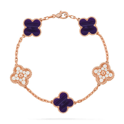 [RAFFINE]CLOVER 5 MOTIF PURPLE STRIPES BRACELET COLLECTION