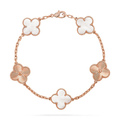 [RAFFINE]CLOVER WHITE PEARL MOP 5 MOTIF BRACELET COLLECTION