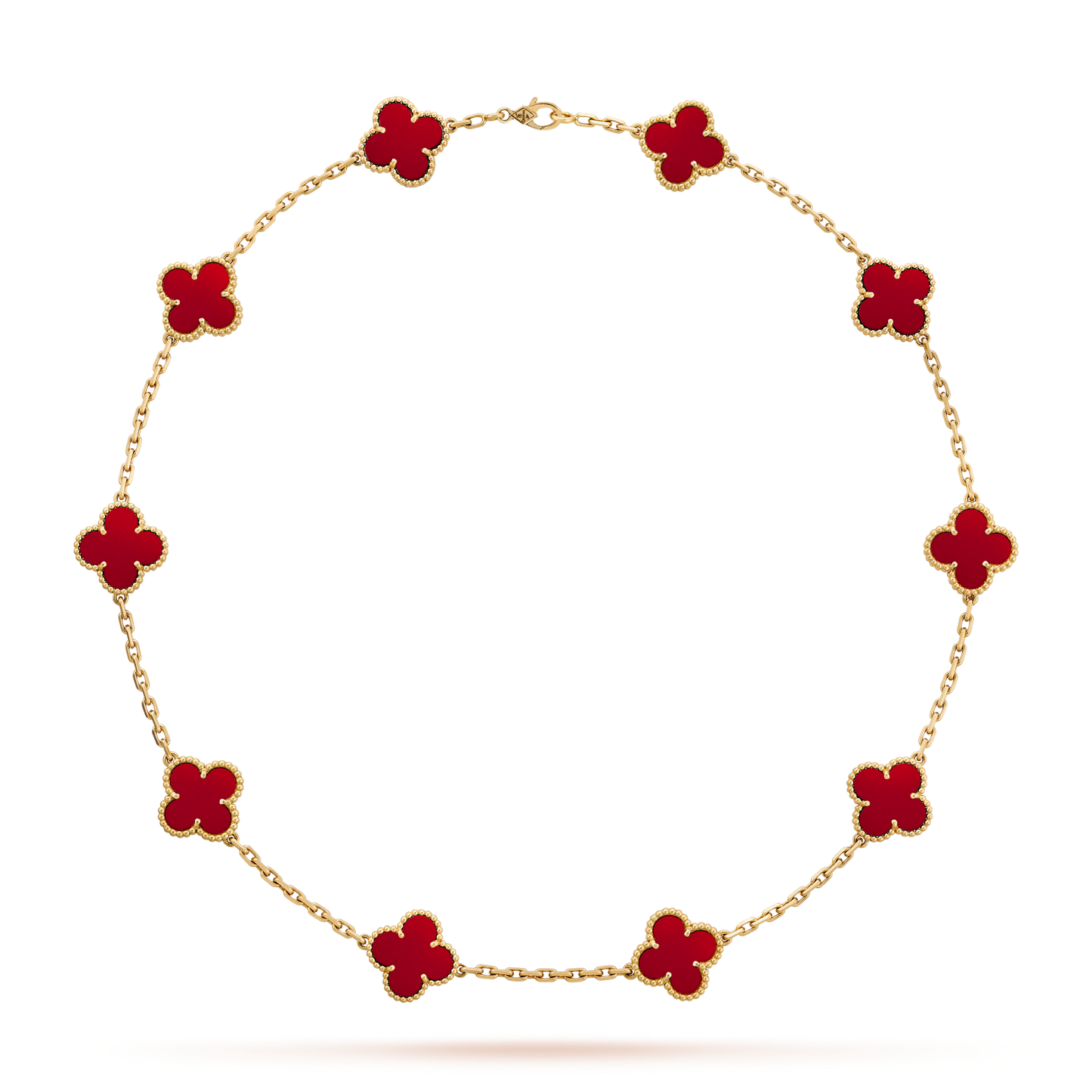 [RAFFINE]CLOVER 10 MOTIFS CARNELIAN NECKLACE