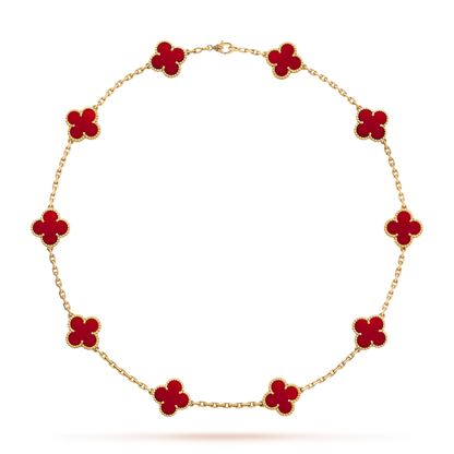 [RAFFINE]CLOVER 10 MOTIFS CARNELIAN NECKLACE