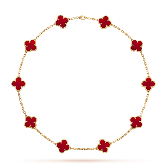 [RAFFINE]CLOVER 10 MOTIFS CARNELIAN NECKLACE
