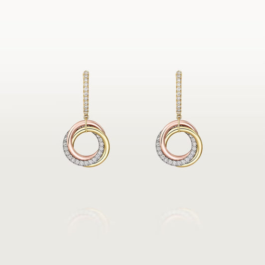 [Raffine]TRINITY HALF DIAMOND  EARRINGS