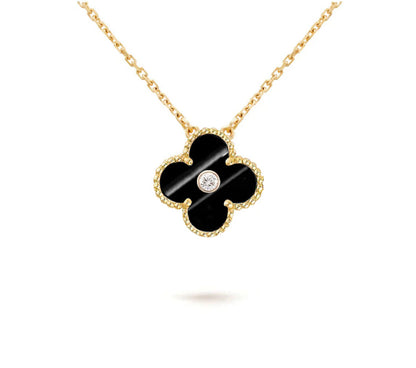 [LUXE]CLOVER 15MM DIAMOND SINGLE FLOWER NECKLACE COLLECTION