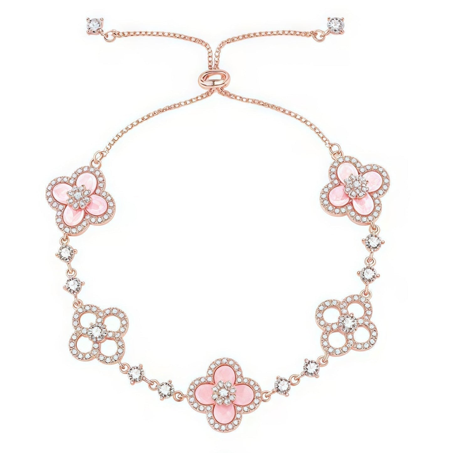 [RAFFINE] PULSERA CON 5 MOTIVOS DE TRÉBOL ROSA AZUL ROJO BLANCO 