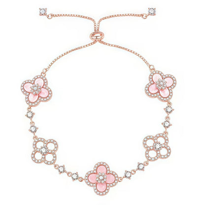 [RAFFINE] PULSERA CON 5 MOTIVOS DE TRÉBOL ROSA AZUL ROJO BLANCO 