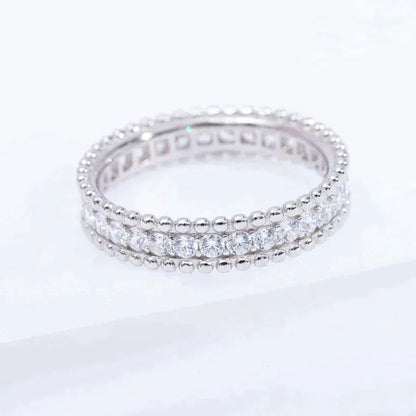 [RAFFINE] ANILLO DE PLATA CON DIAMANTES Y PERLEE