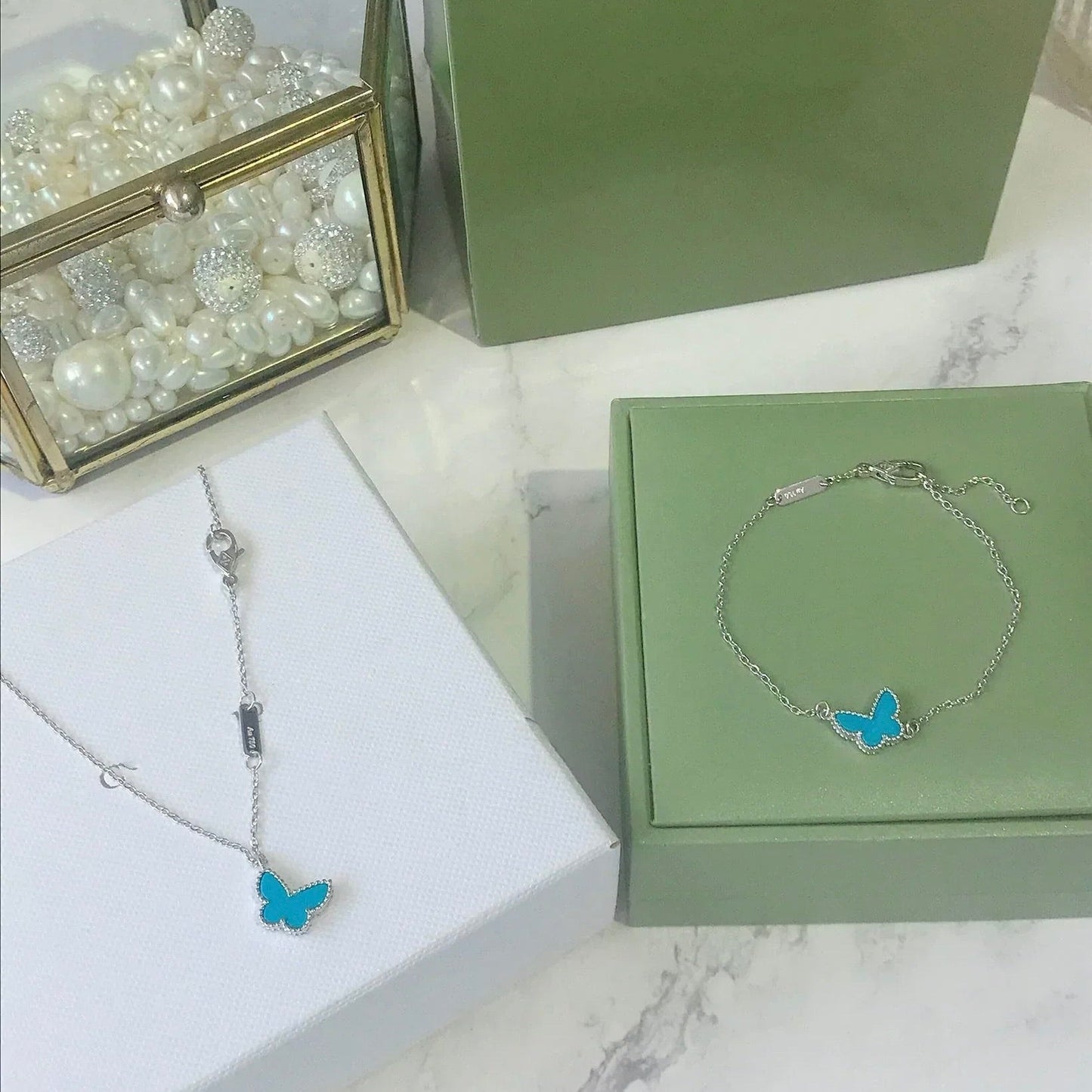[RAFFINE]PULSERA MARIPOSA TURQUESA PLATA