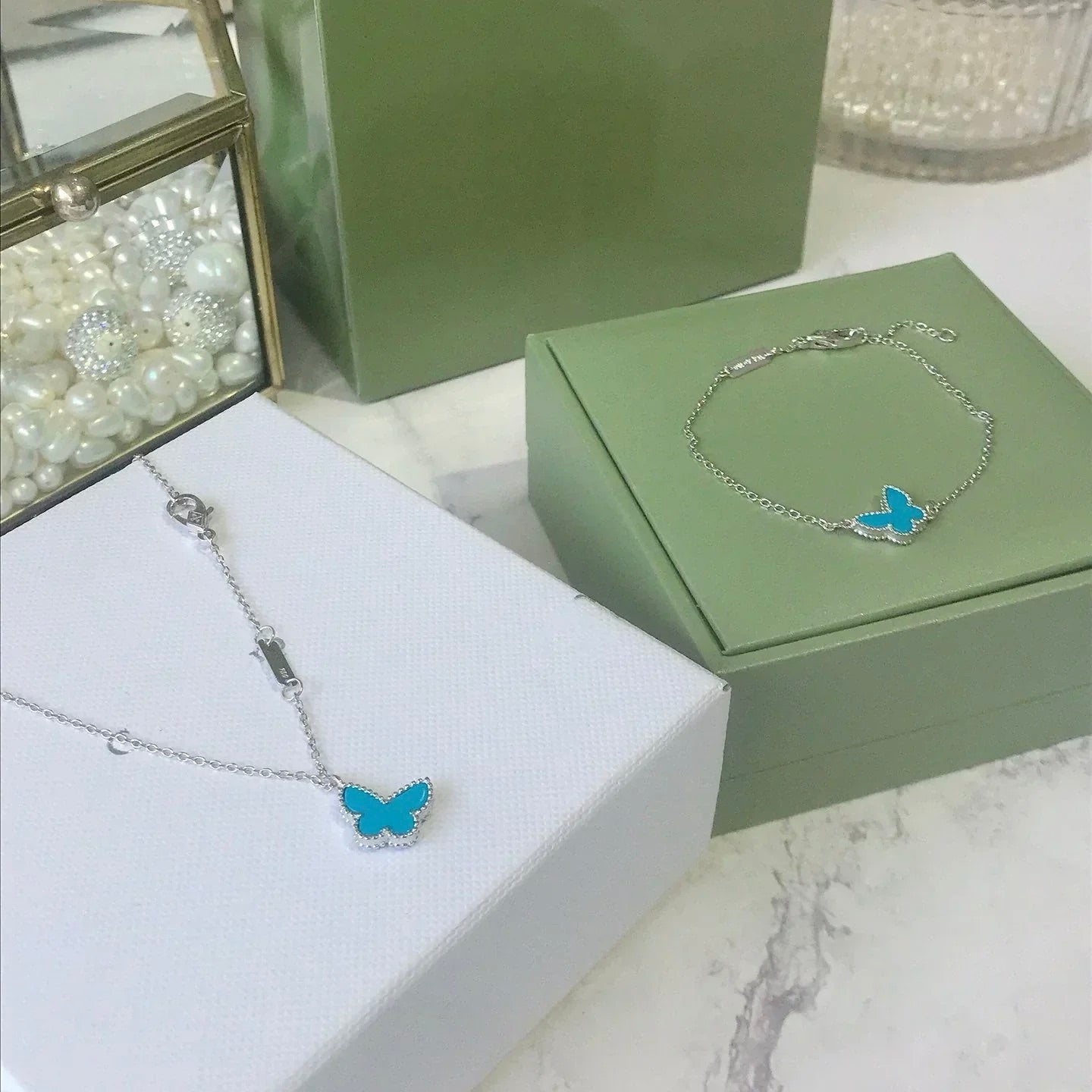 [RAFFINE]PULSERA MARIPOSA TURQUESA PLATA