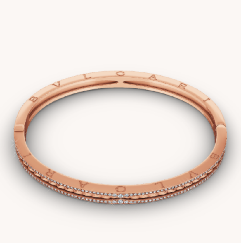 [RAFFINE]ZERO 1 SPIRAL AND PAVED DIAMOND PINK GOLD BRACELET