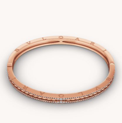 [RAFFINE]ZERO 1 SPIRAL AND PAVED DIAMOND PINK GOLD BRACELET