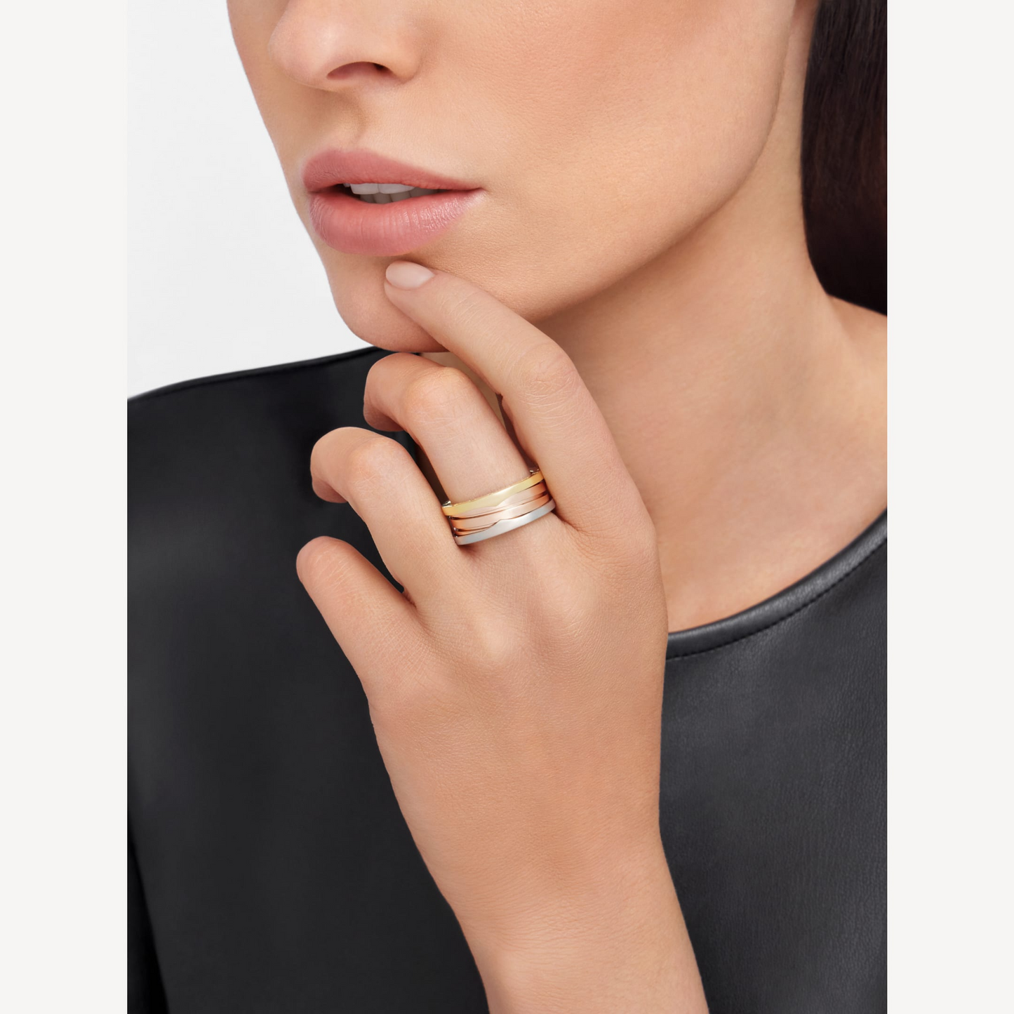 [RAFFINE]ZERO 1 ANILLO DE TRES BANDAS ROSA BLANCO Y AMARILLO