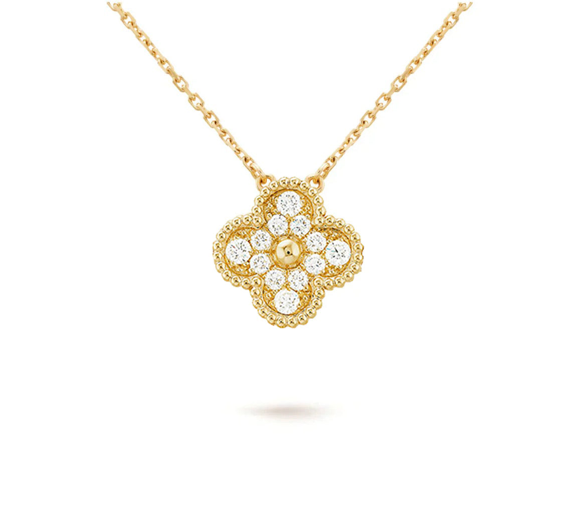 [LUXE]CLOVER 15MM DIAMOND SINGLE FLOWER NECKLACE COLLECTION