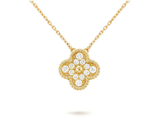 [LUXE]CLOVER 15MM DIAMOND SINGLE FLOWER NECKLACE COLLECTION