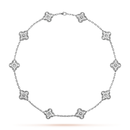 [RAFFINE]CLOVER 10 MOTIFS DIAMOND NECKLACE