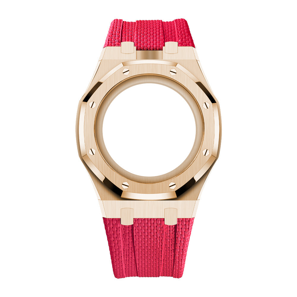 Steel Case & Fluoroelastomer Strap Full‑wrap Embedded Watch Band