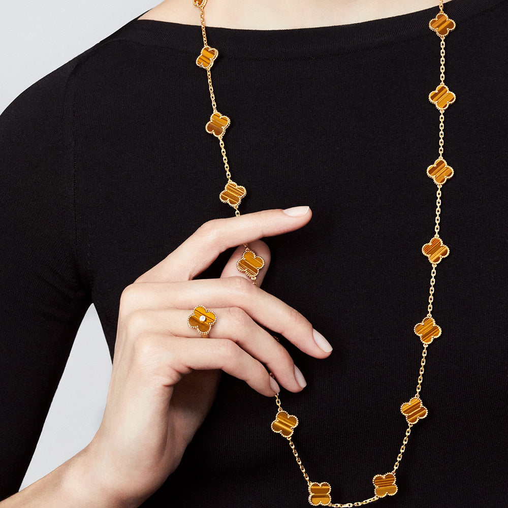 [RAFFINE]CLOVER 20 MOTIFS TIGER EYE ROSE GOLD