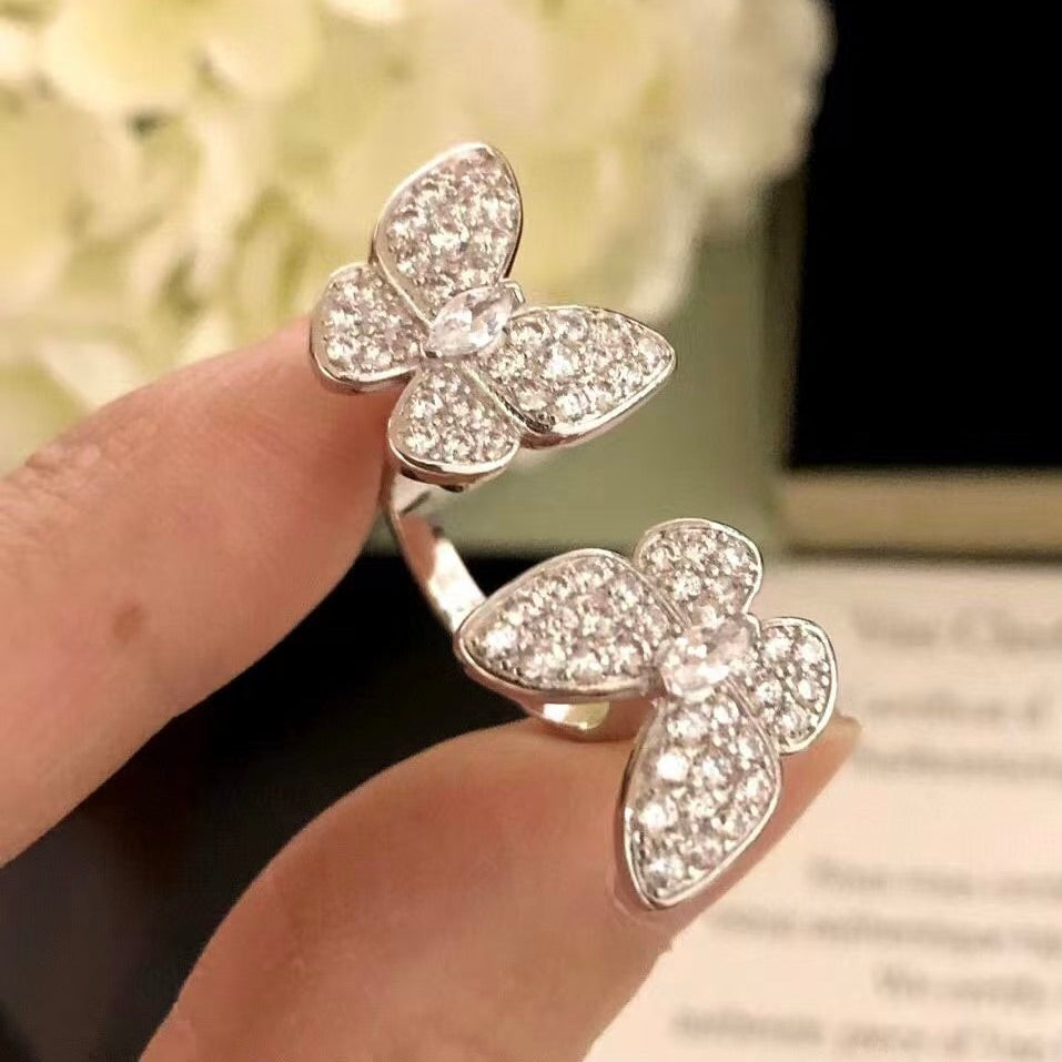 [RAFFINE]TWIN SILVER BUTTERFLY DIAMOND RING