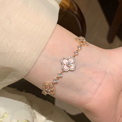 [RAFFINE] PULSERA CON 5 MOTIVOS DE TRÉBOL ROSA AZUL ROJO BLANCO 