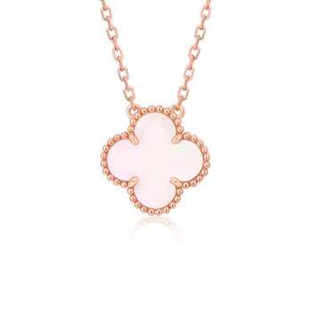 [Raffine] COLLIER FLEUR SIMPLE EN NACRE ROSE 15 MM CLOVER