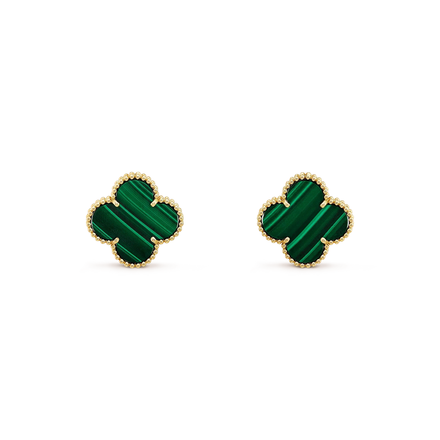 [RAFFINE]CLOVER MINI 9.5MM MALACHITE  EARRINGS