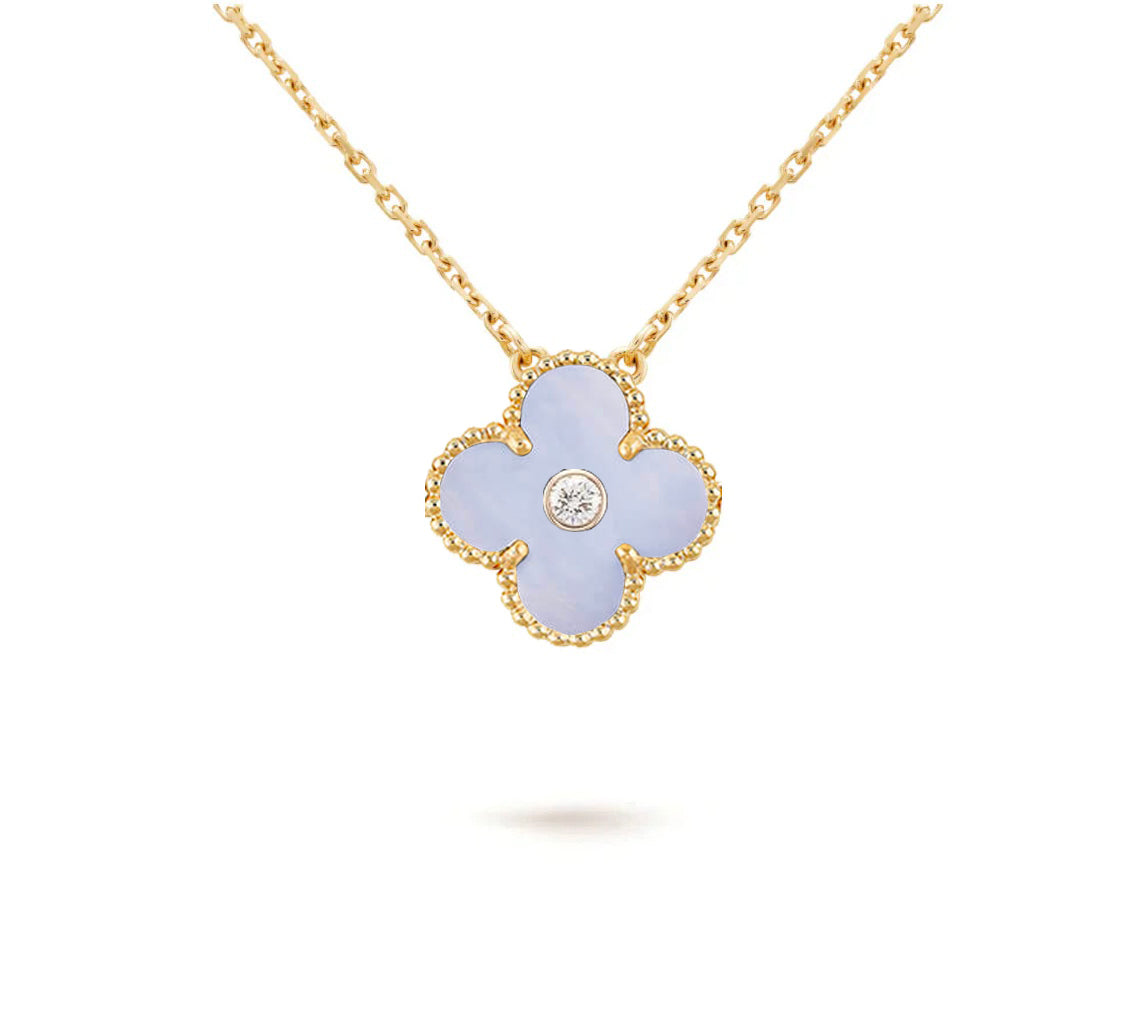 [LUXE]CLOVER 15MM DIAMOND SINGLE FLOWER NECKLACE COLLECTION