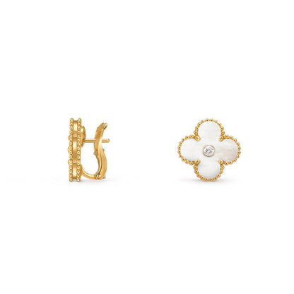 [LUXE]CLOVER 15MM MOP DIAMOND EARRINGS COLLECTION