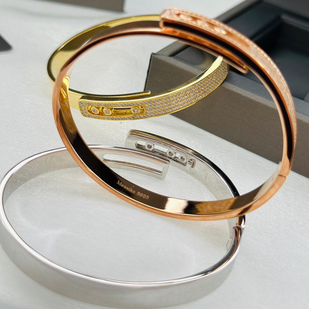 [RAFFINE]Move Noa Rose Gold Pav¨¦ Diamond Bangle Bracelet