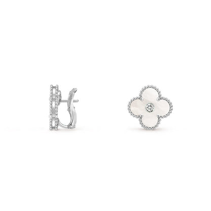 [LUXE]CLOVER SILVER 15MM MOP DIAMOND EARRINGS COLLECTION