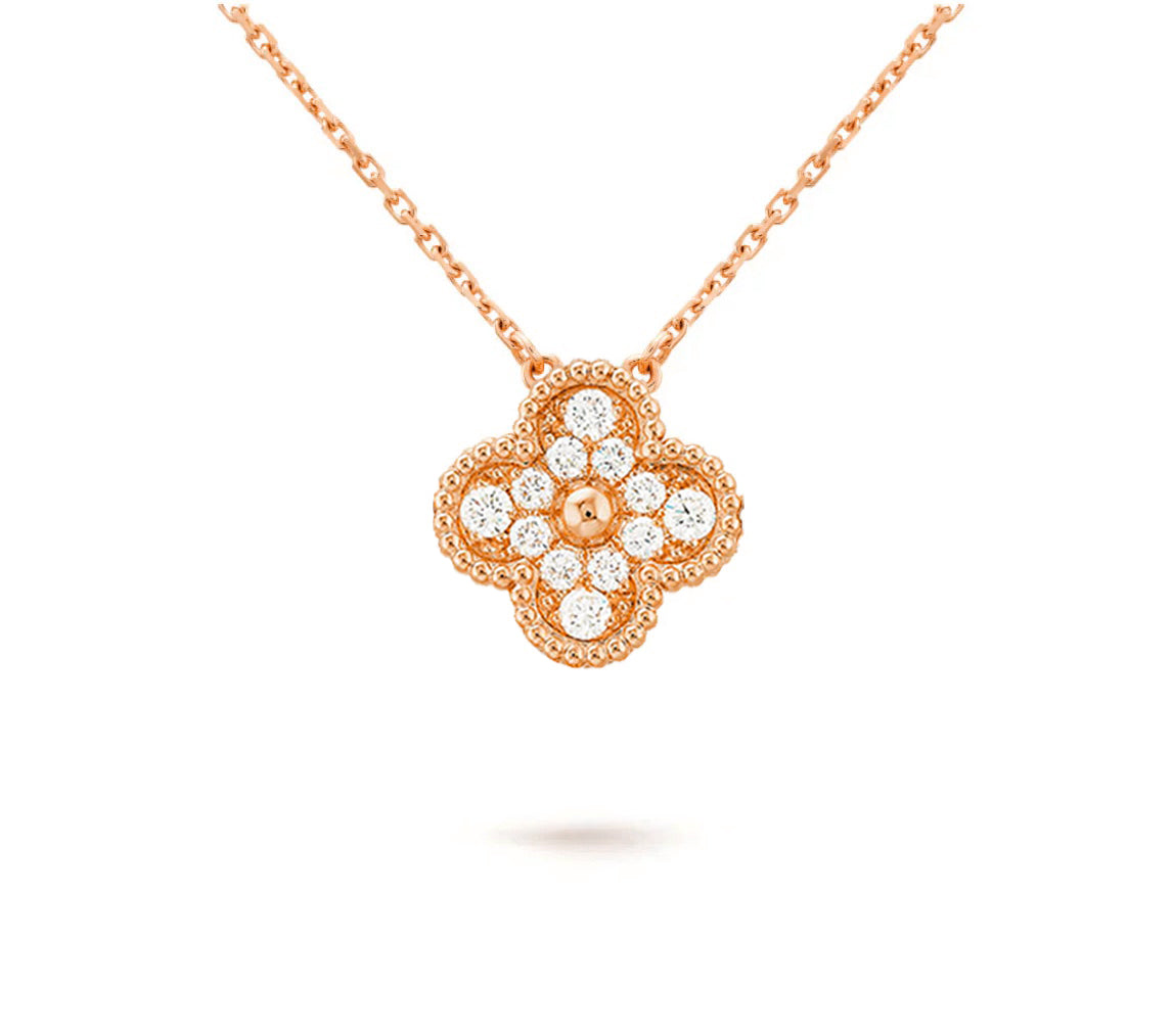 [LUXE]CLOVER 15MM DIAMOND SINGLE FLOWER NECKLACE COLLECTION