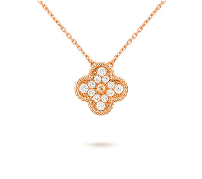 [LUXE]CLOVER 15MM DIAMOND SINGLE FLOWER NECKLACE COLLECTION