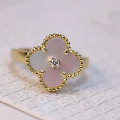[Raffine]CLOVER PINK MOP RING GOLD DIAMANT