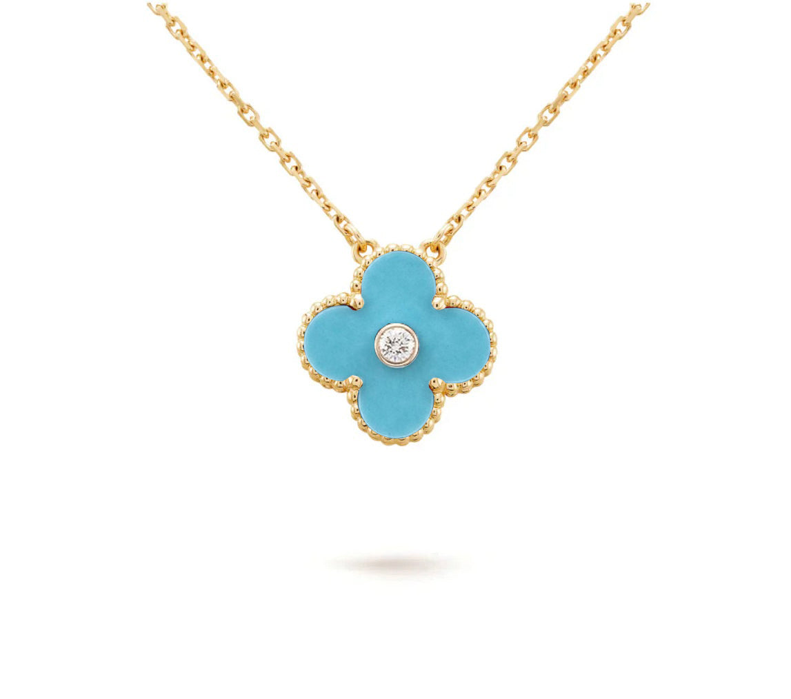 [LUXE]CLOVER 15MM DIAMOND SINGLE FLOWER NECKLACE COLLECTION