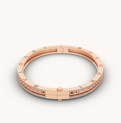 [RAFFINE]ZERO 1 SPIRAL AND PAVED DIAMOND PINK GOLD BRACELET