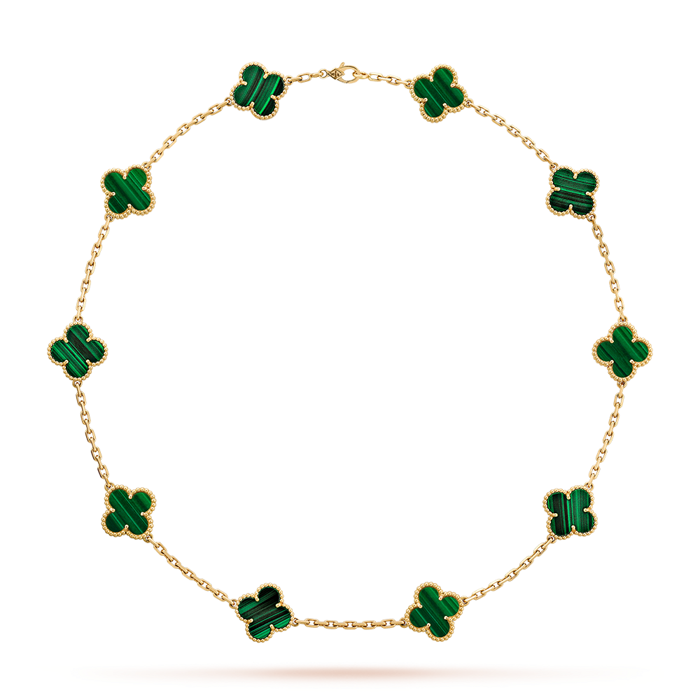 [RAFFINE]CLOVER 10 MOTIFS MALACHITE NECKLACE