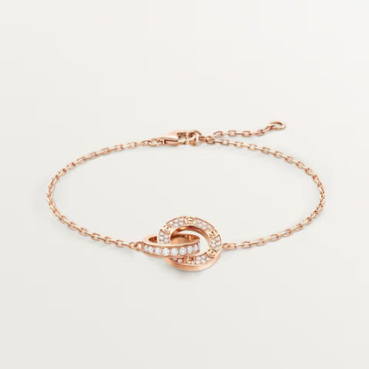 [Raffine]LOVE DOUBLE RING FULL DIAMOND BRACELET