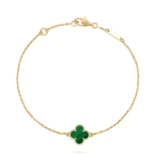 [RAFFINE]PULSERA DE TRÉBOL MALAQUITA 1 MOTIVO
