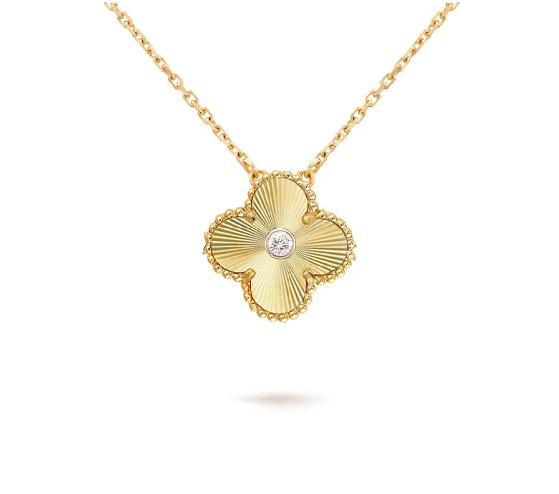 [LUXE]CLOVER 15MM DIAMOND SINGLE FLOWER NECKLACE COLLECTION