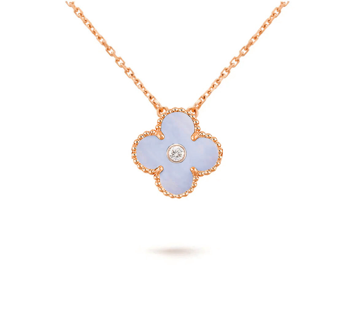 [LUXE]CLOVER 15MM DIAMOND SINGLE FLOWER NECKLACE COLLECTION