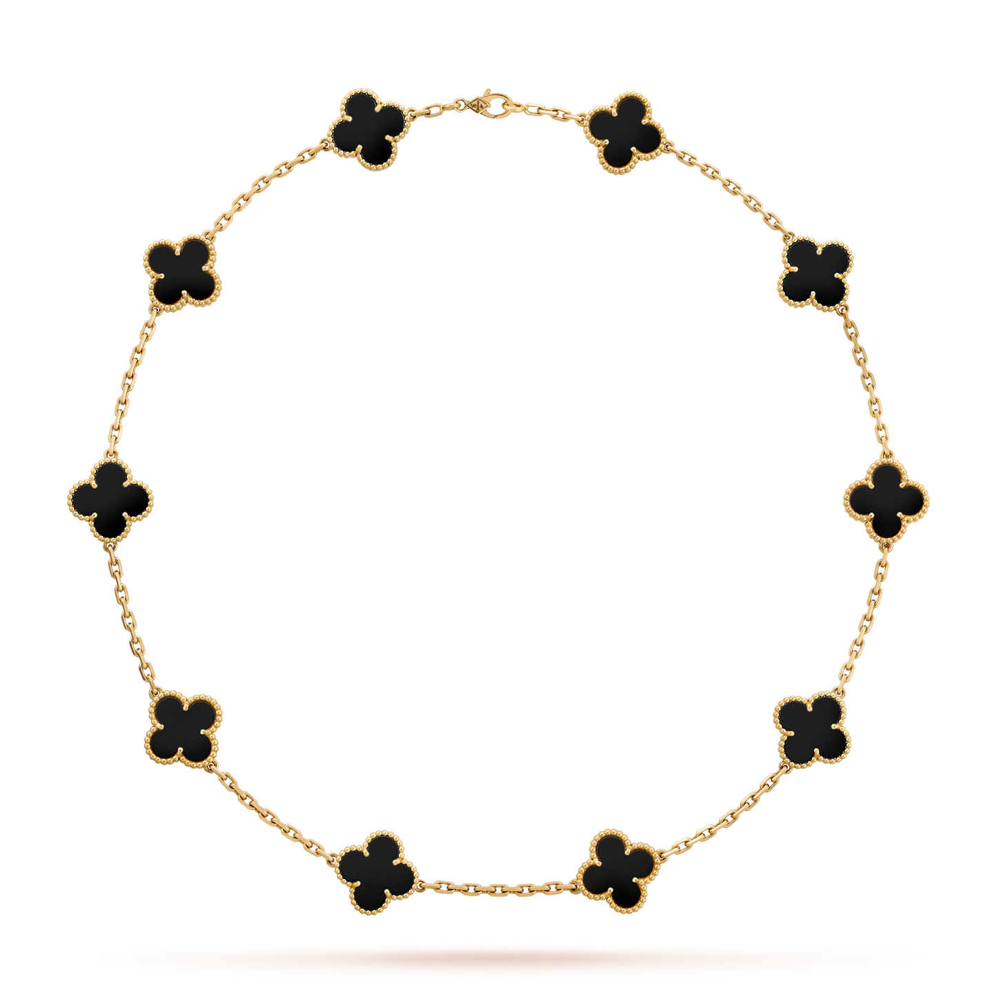 [RAFFINE]CLOVER 10 MOTIFS ONYX NECKLACE