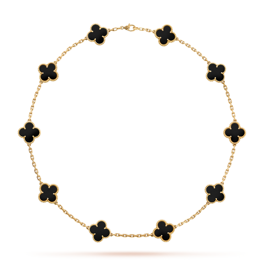 [RAFFINE]CLOVER 10 MOTIFS ONYX NECKLACE