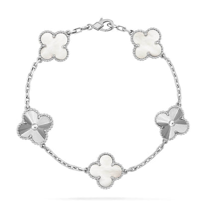 [RAFFINE]CLOVER WHITE PEARL MOP 5 MOTIF BRACELET COLLECTION