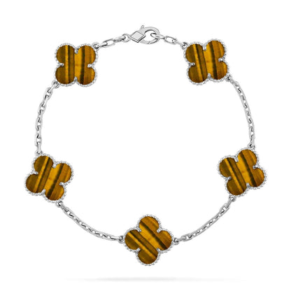 [RAFFINE] CLOVER 5 MOTIFS TIGER EYE BRACELET COLLECTION